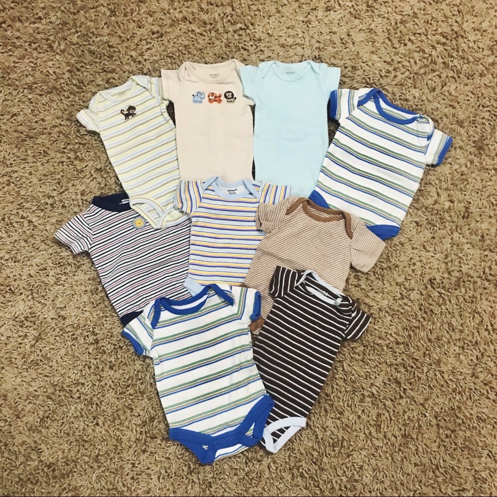 Striped Newborn Boy Onesie/Shoe Bundle